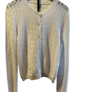 JCrew Pointelle White Cardigan with Scalloped details. Perfect for Spring!